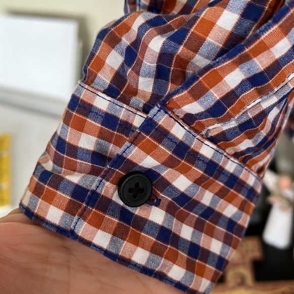 COLUMBIA Men’s Blue/Rust/White Plaid Fishing/Hiking Button-Down Shirt, XXL, GUC. - Picture 5 of 7